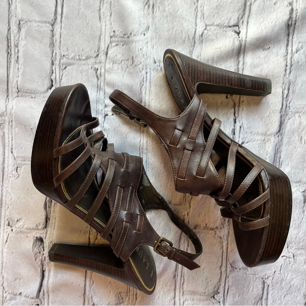 Ralph Lauren Dark Brown Strappy Heels